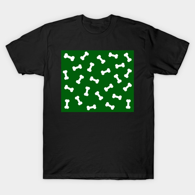 Green Dog Treat Pattern T-Shirt by Lady Lilac